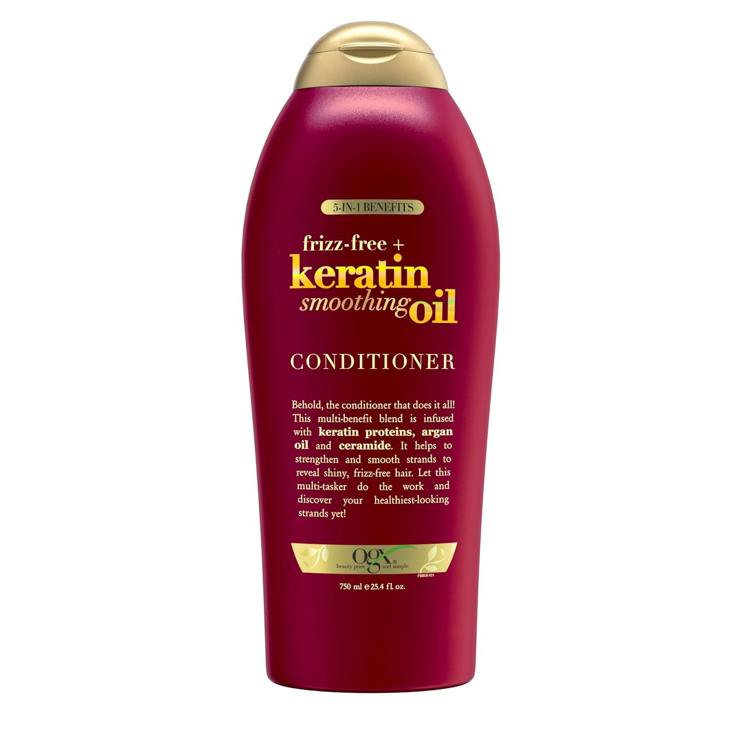 OGX Frizz-Free + Keratin Smoothing Oil Conditioner 5-in-1 Benefits 25.4 Fl Oz