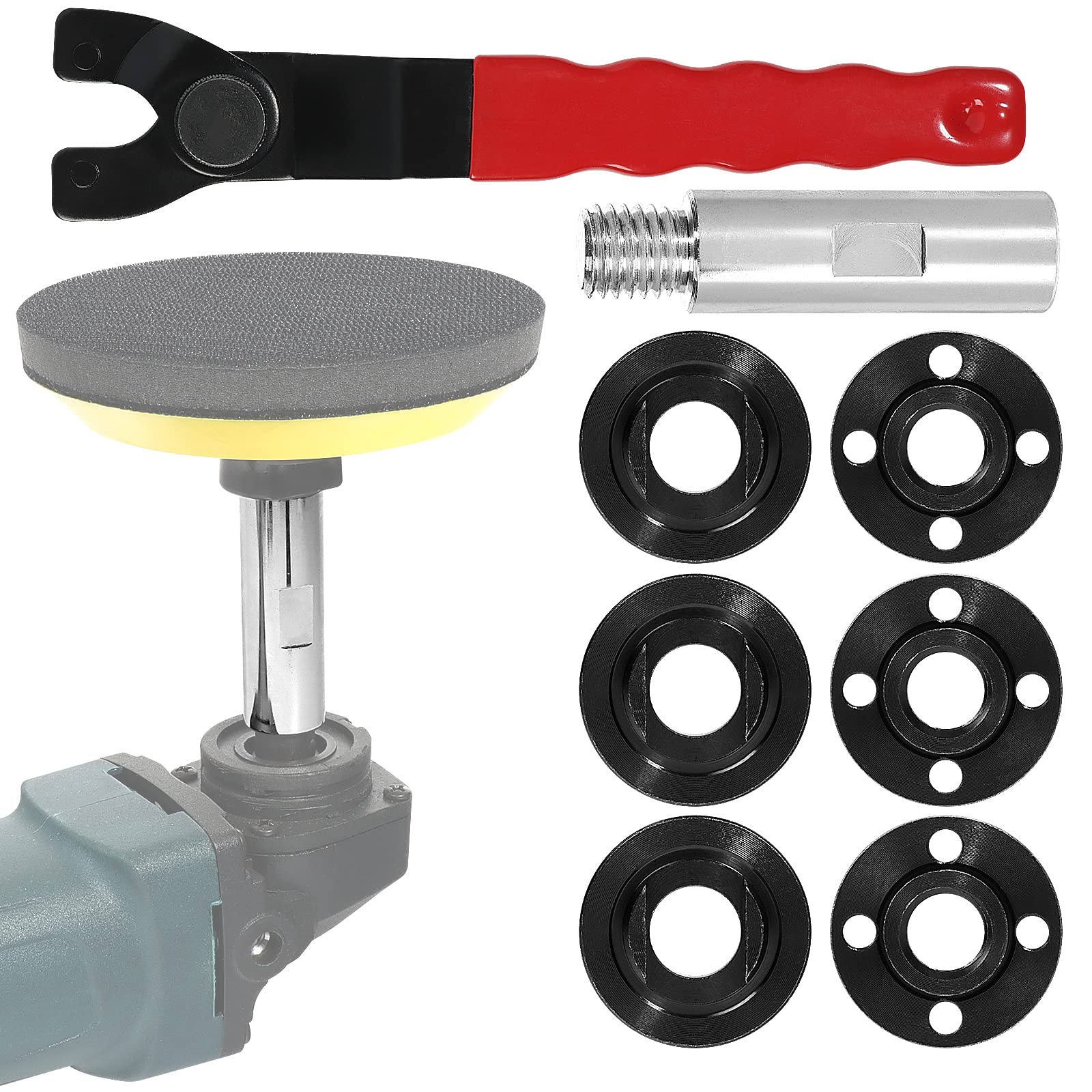 Angle Grinder Wrench Spanner Flange Nut Extension Shaft 8Pc Kit 5/811 Tool