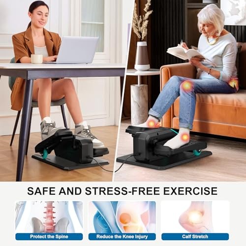 Under Desk Elliptical Machine, Mini Motorized Ellipse Leg Exerciser While Blue