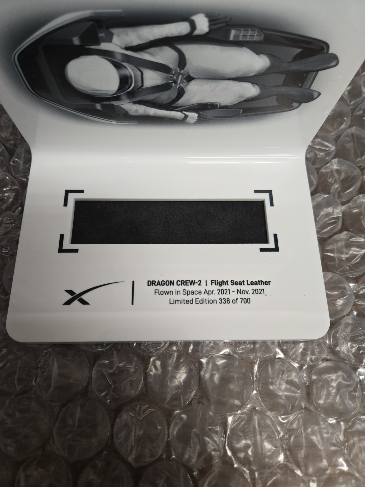 Authentic SpaceX Dragon Crew-2 Flight Seat Leather.