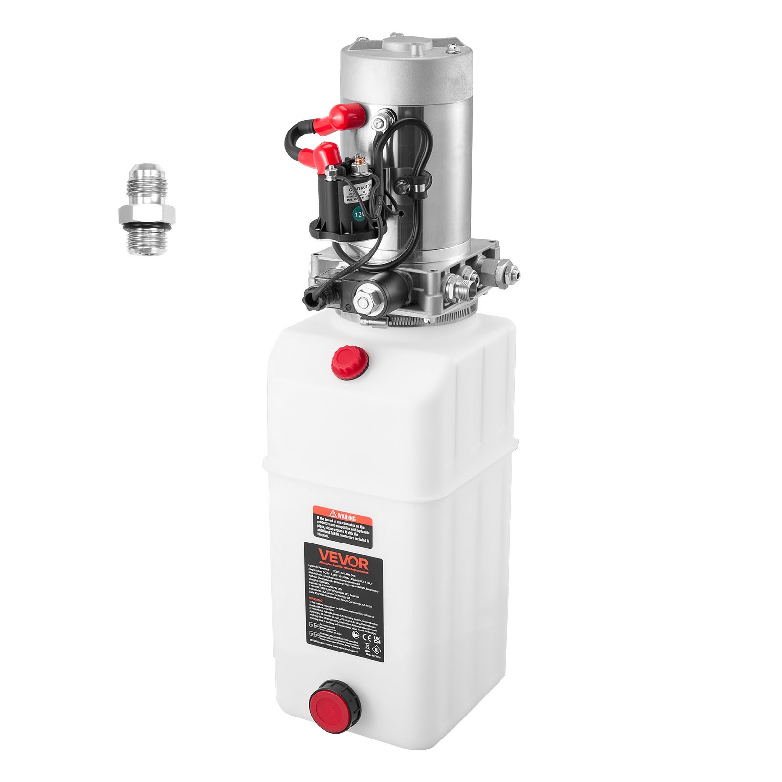 VEVOR 6 Quart Hydraulic Power Unit DC 12V Single Acting Hydraulic Pump White