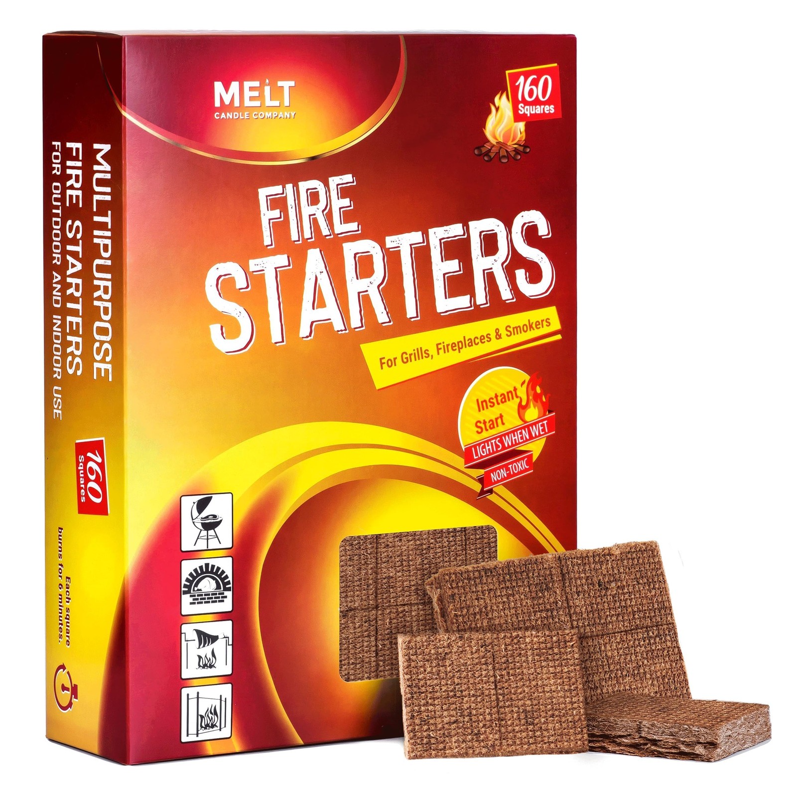 Fire Starter Squares 160 pcs Charcoal Starters for Campfire Grill Outdoor