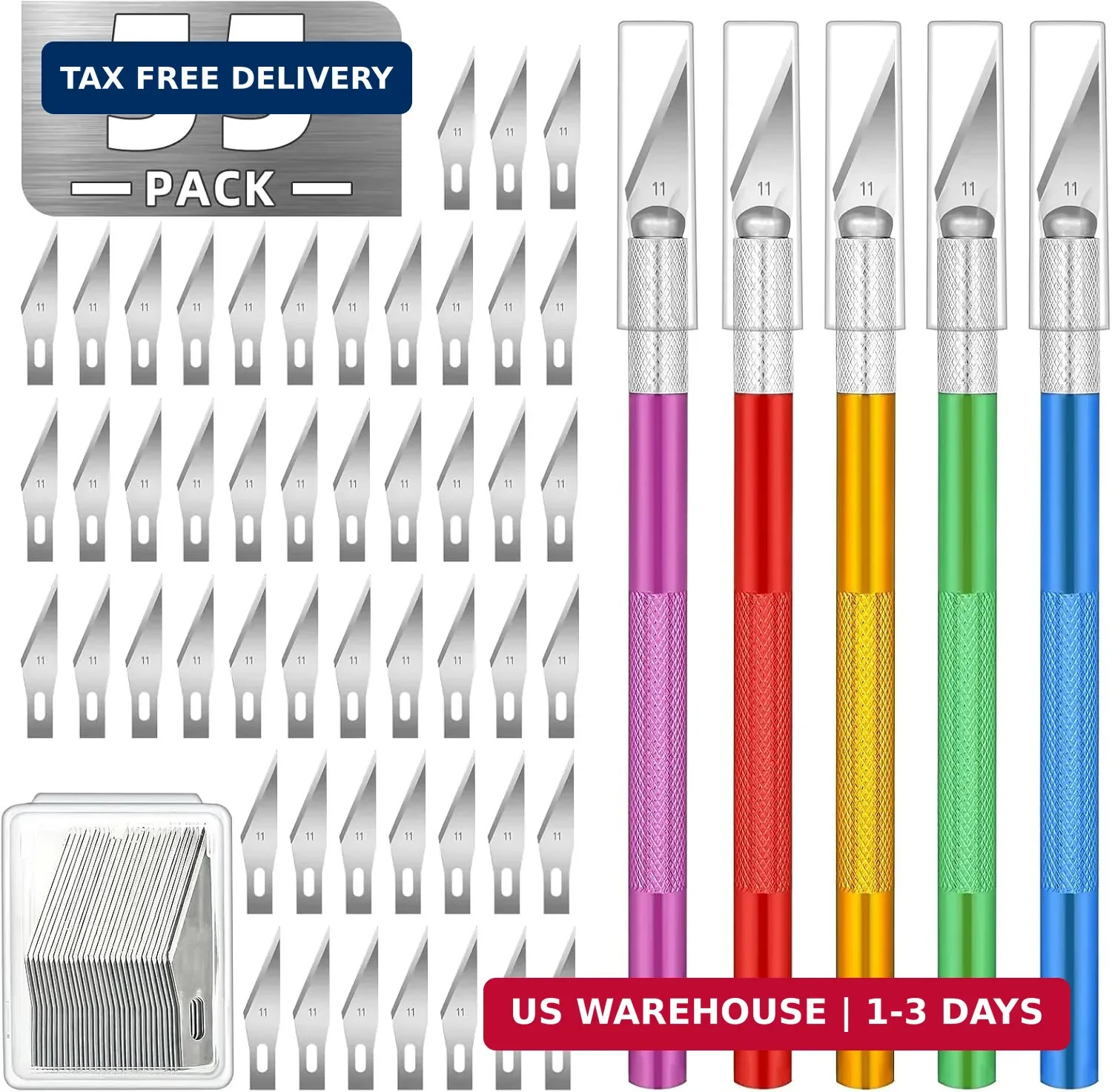 55 Pack Exacto Knife, Hobby Knife Set with 5 Craft Knives and 50 Precision Knife