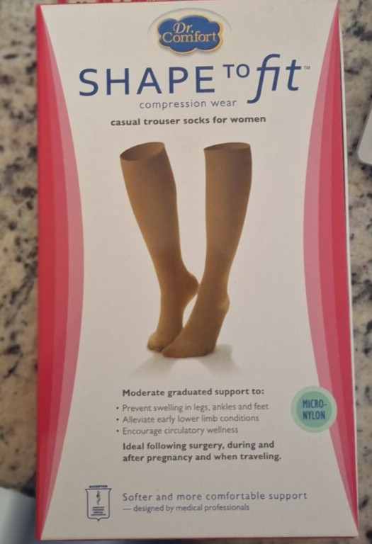 Dr Comfort Shape to Fit Compression Trouser Socks MEDIUM Womens Black 15-20 mmHg