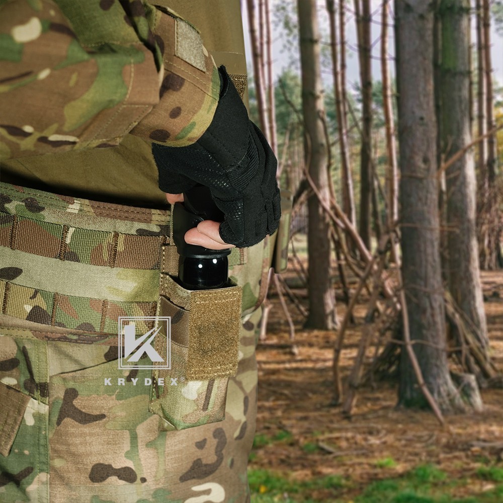 KRYDEX Tactical Flashlight Holster Low Profile Pouch Green MOLLE&Belt System
