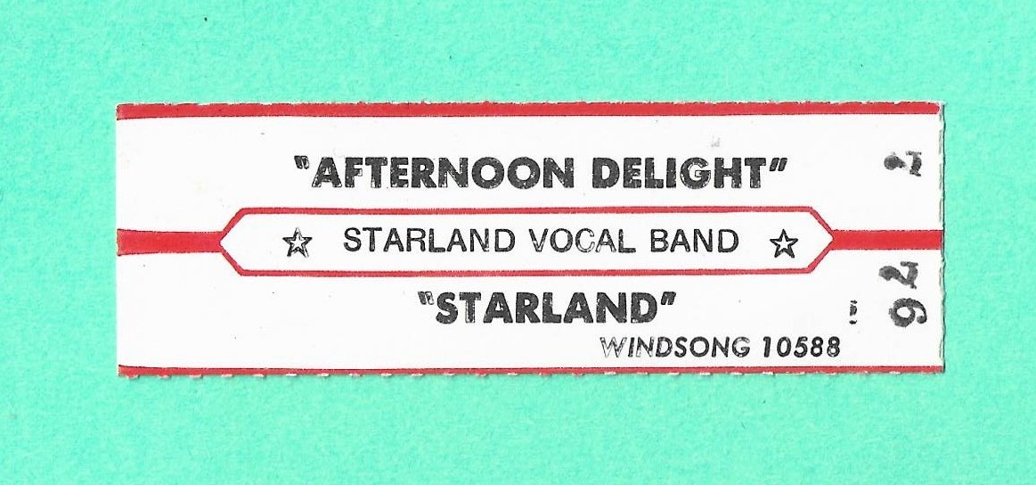 Jukebox Title Strip - STARLAND VOCAL BAND - Afternoon Delight