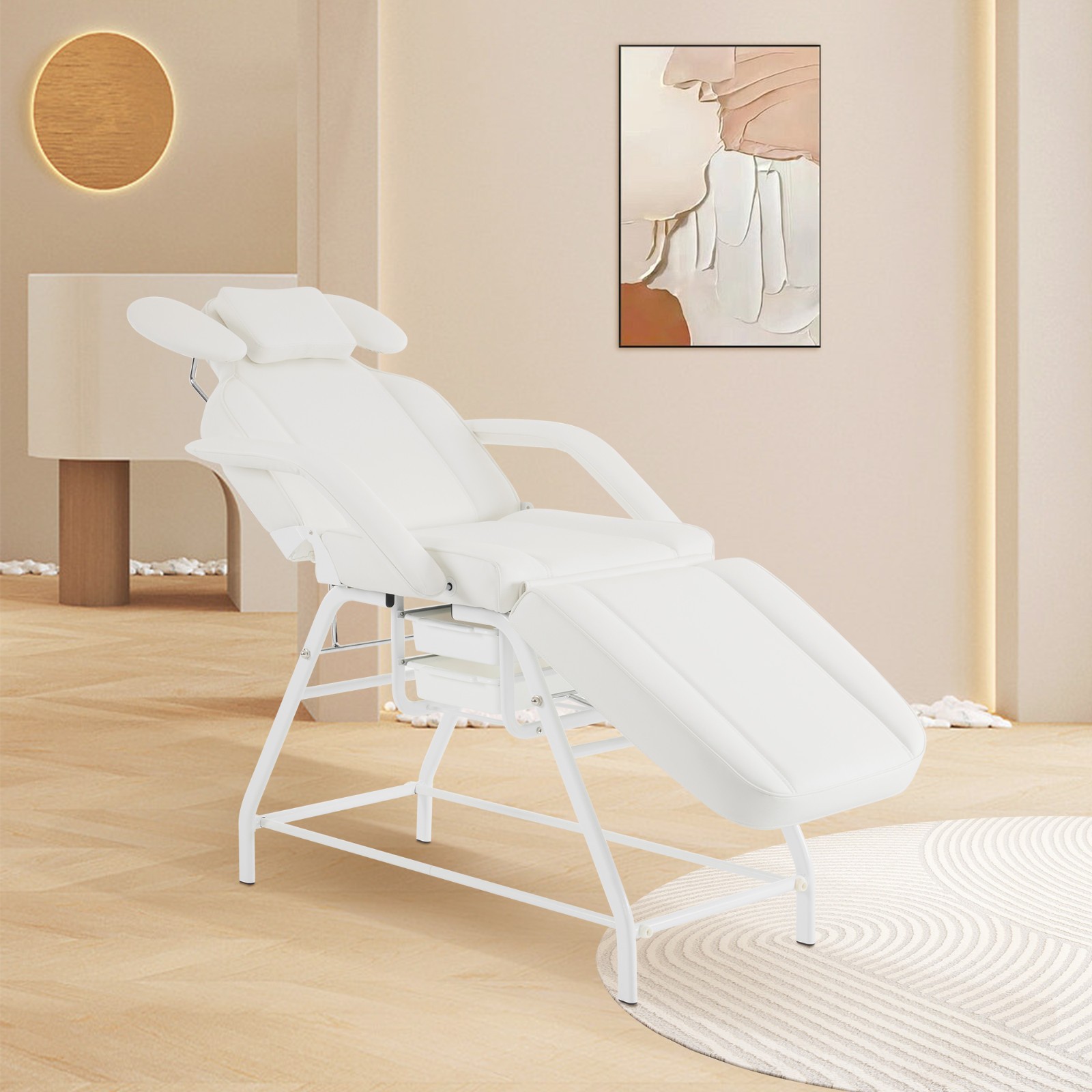 Adjustable esthetician Facial Bed with Storage, Removable Headrest Massage Table