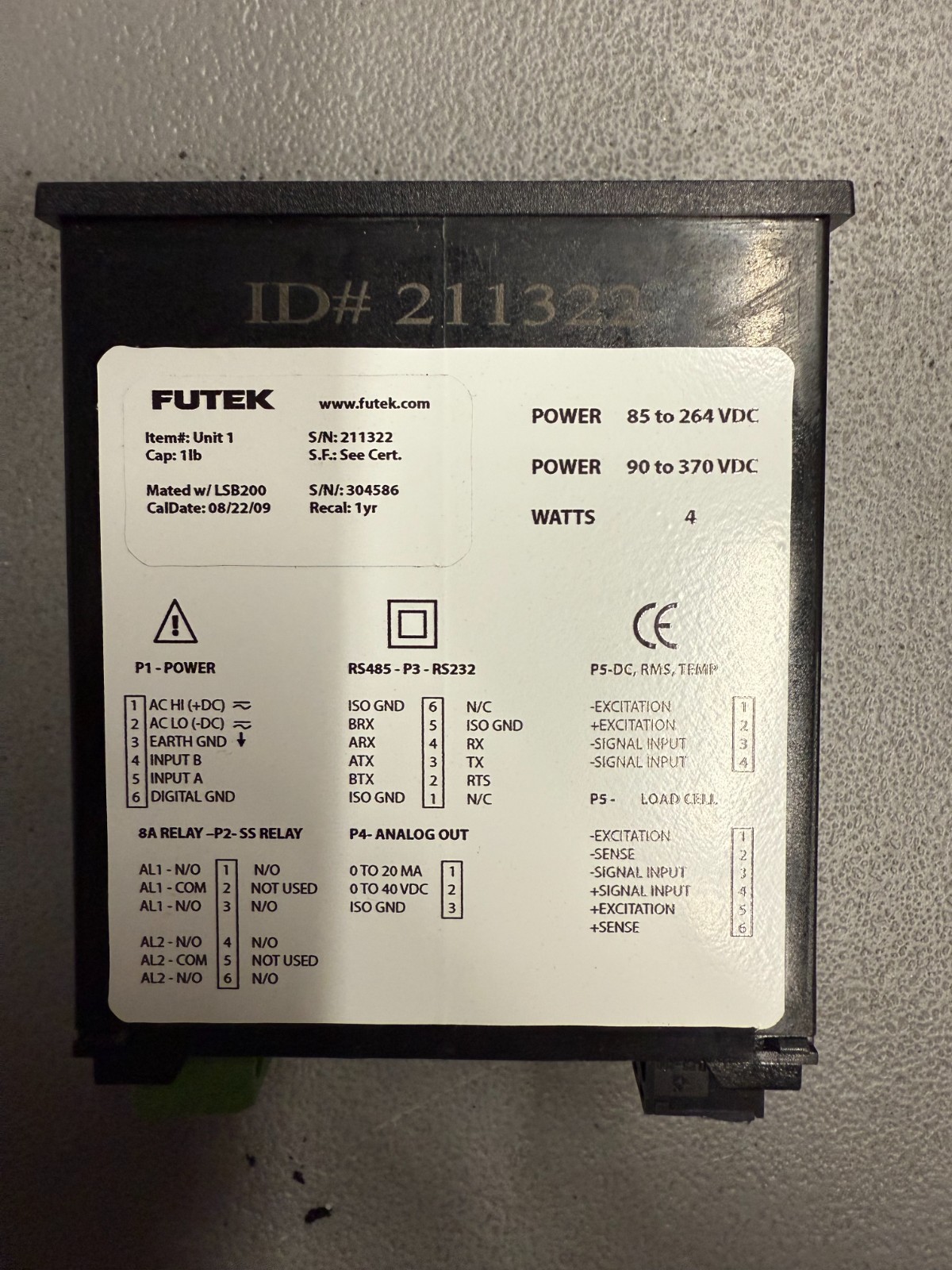FUTEK IPM500 DIGITAL ADVANCED SENSOR TECHNOLOGY PANEL METER