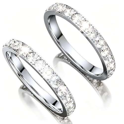 2-Pack 14K Gold Plated Stackable Bands Compatible for Oura 9 Silver+Silver