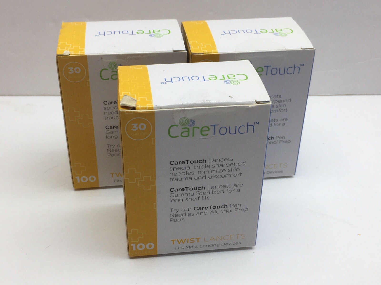 3-New Sealed Care Touch 30 Gauge Yellow Lancet Boxes(300Lancets) EXPIRED Read