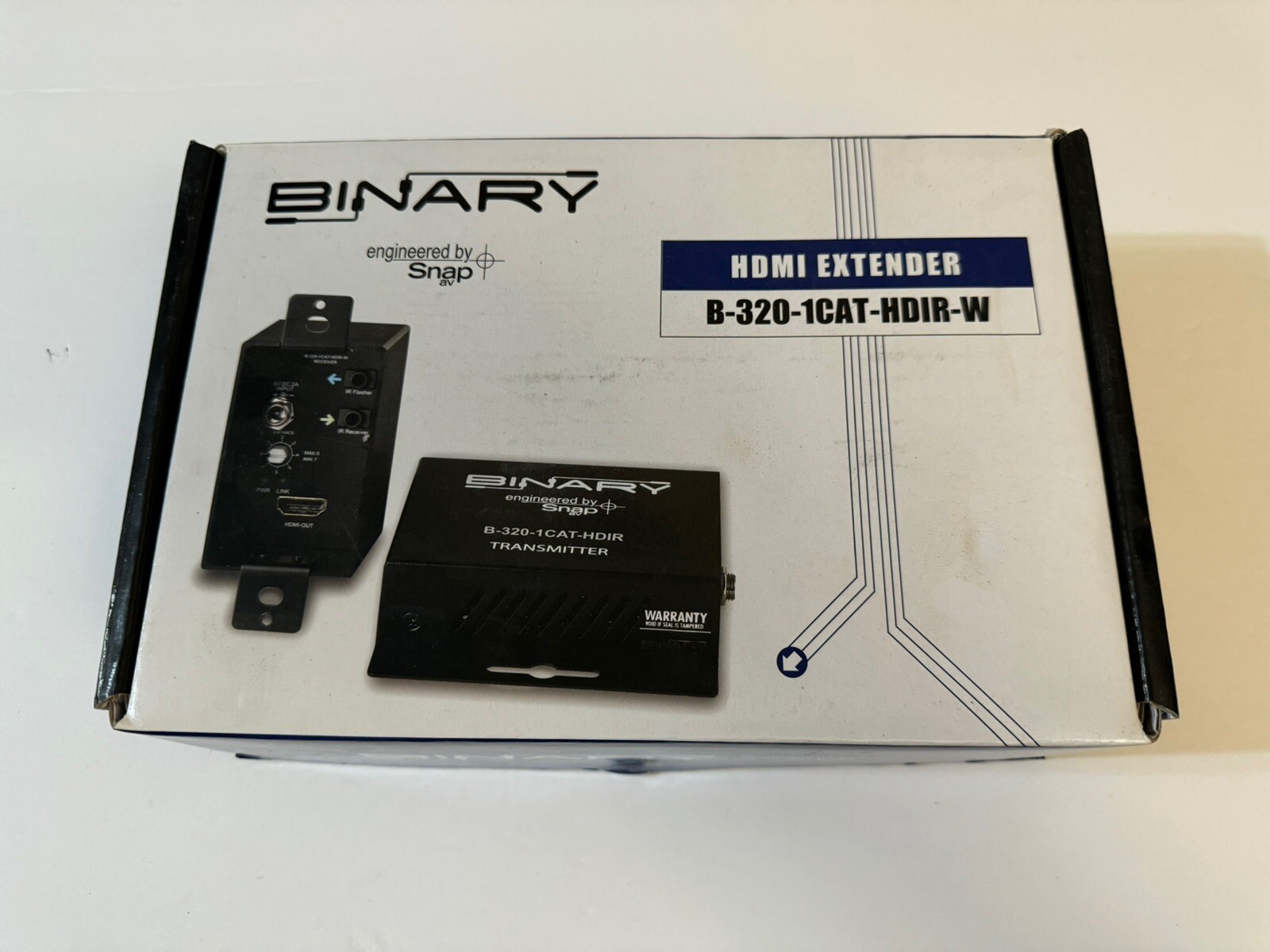 Binary HDMI Extender B-320-1CAT-HDIR Transmitter and Receiver Brand New Open Box