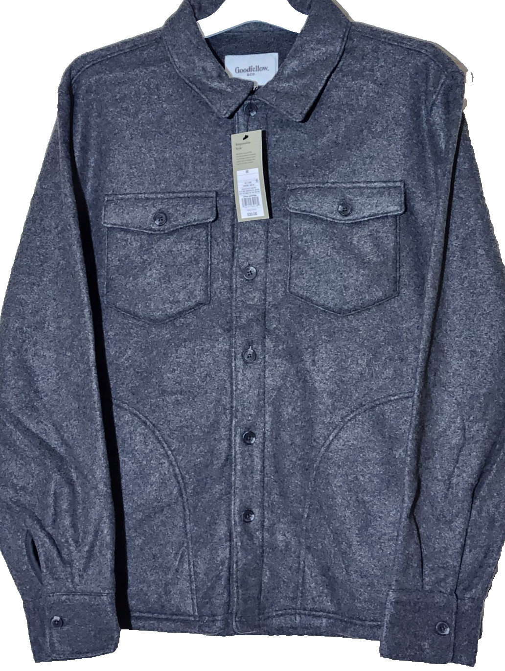 Goodfellow & Co Men Fleece Knit Button Down Shirt Jacket Heavyweight Long Sleeve