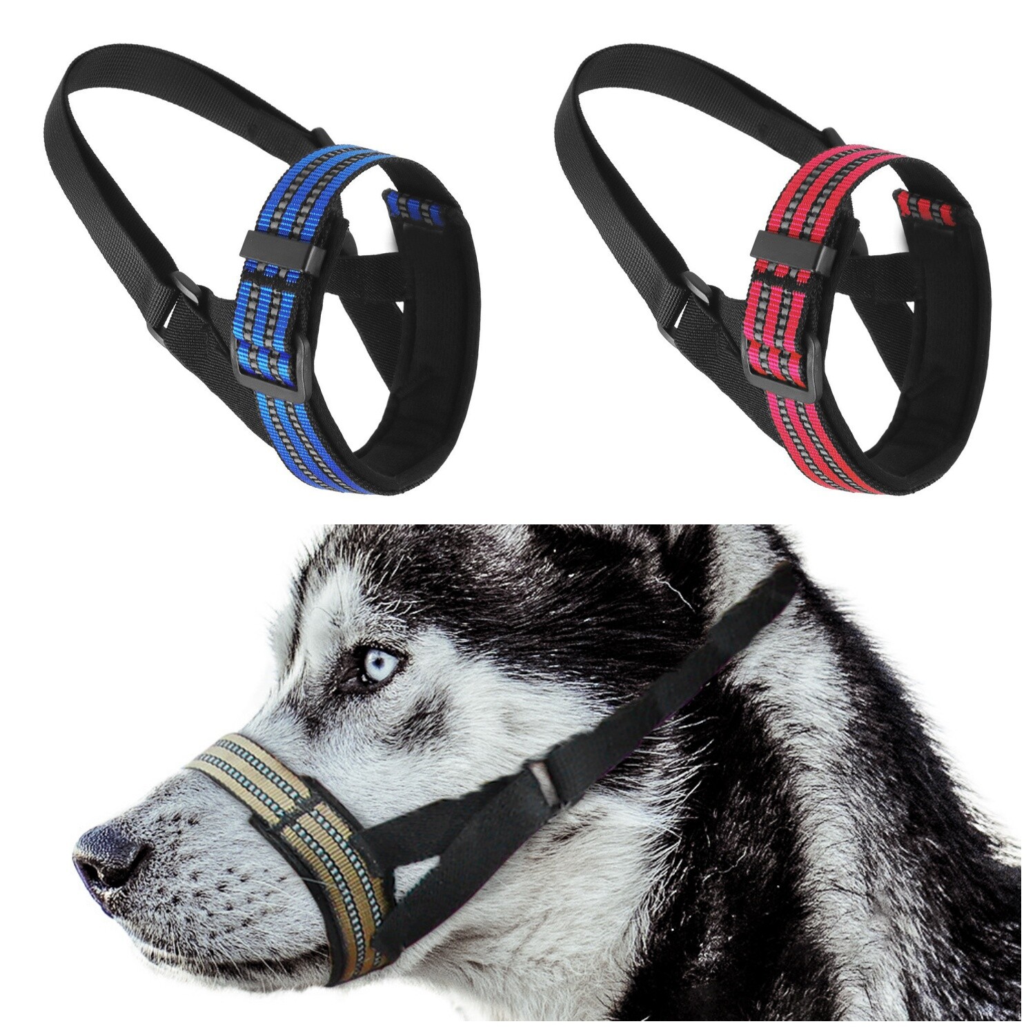 Dog Nylon Adjustable Muzzle Mouth Cover Anti Stop Bite Barking Chewing Pet Mask