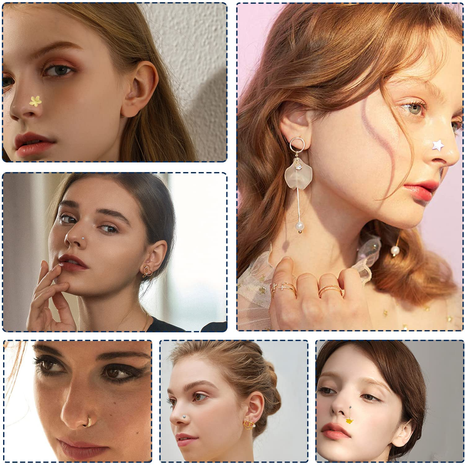 4-Pack Nose Piercing Kit Disposable Self Piercing Kit with Built-In Nose Stud