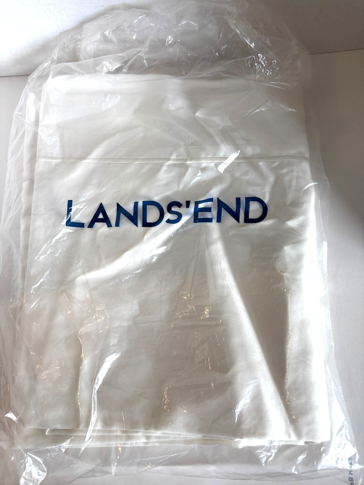Lands End 400 Ct Supima Cotton Sateen Twin XL Cream Flat Sheet Only, New in bag