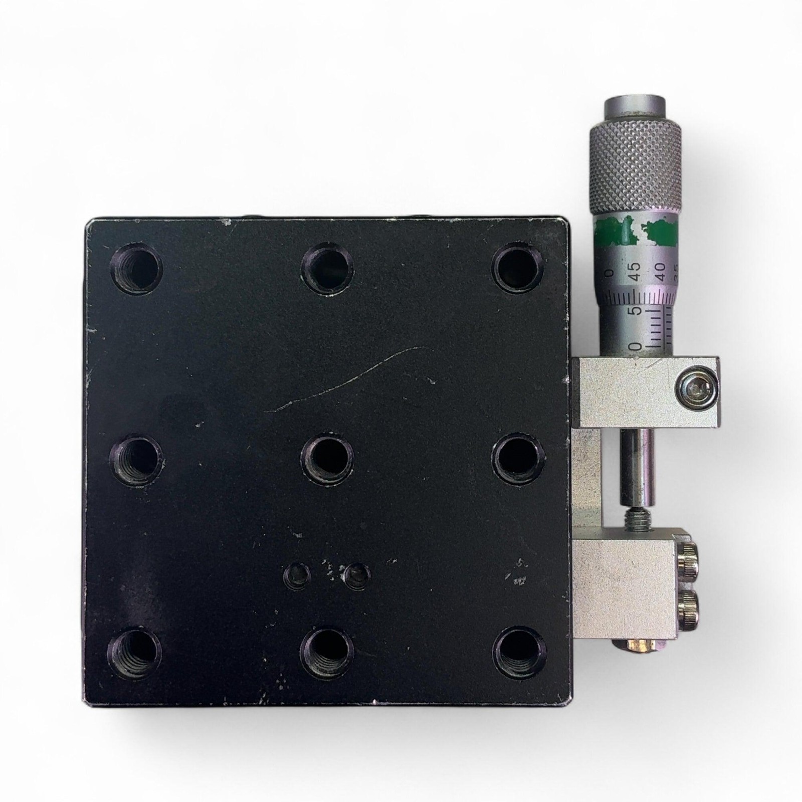 Melles Griot 65mm x 65mm Single Axis Linear Translation Stage Side Micrometer