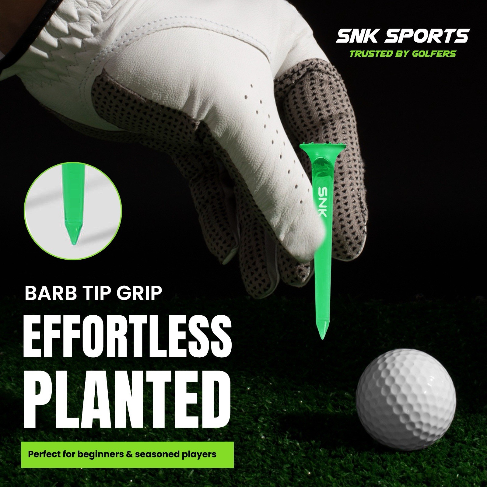 SNK Golf Tees (3 Pack-21pcs) – Virtually Unbreakable Plastic – Long Drive