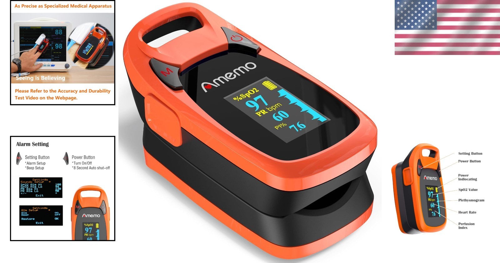 Fast Reading Fingertip Pulse Oximeter for Exercise & Sleep