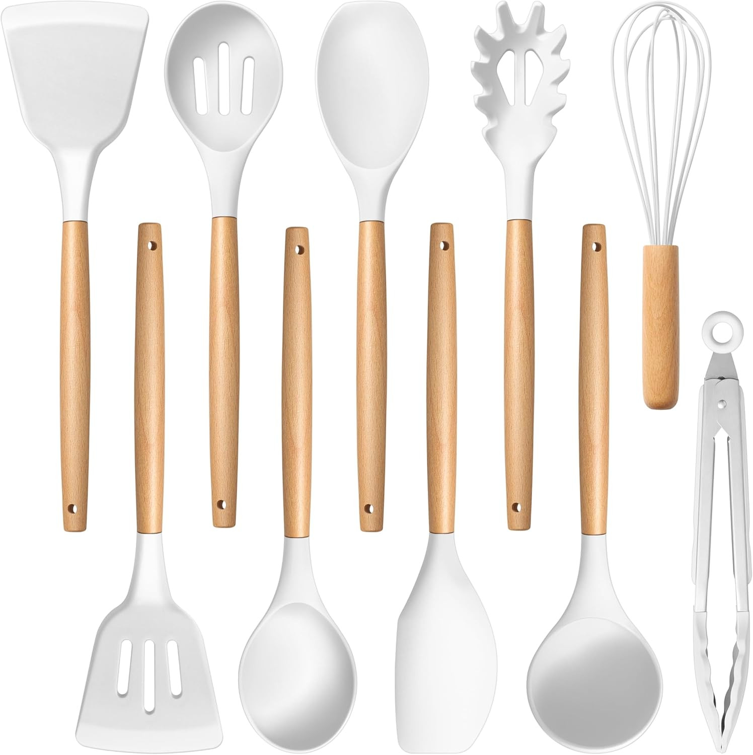Silicone Cooking Utensils Set, 446℉ Heat Resistant 10PCS Kitchen Utensils Set...