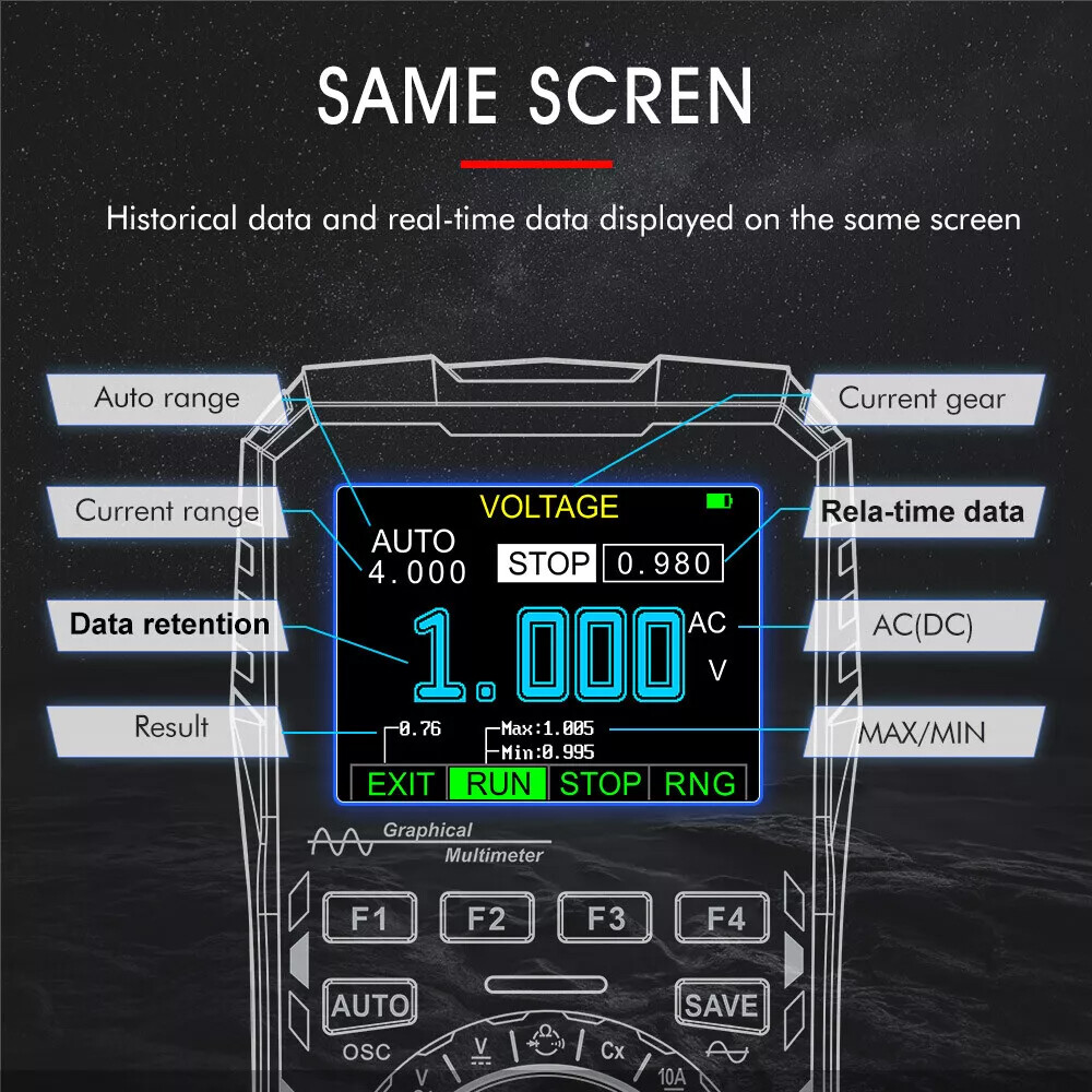 2in1 Oscilloscope Multimeter Digital Display Handheld Oscope Meter 1Mhz E3I8 d9k