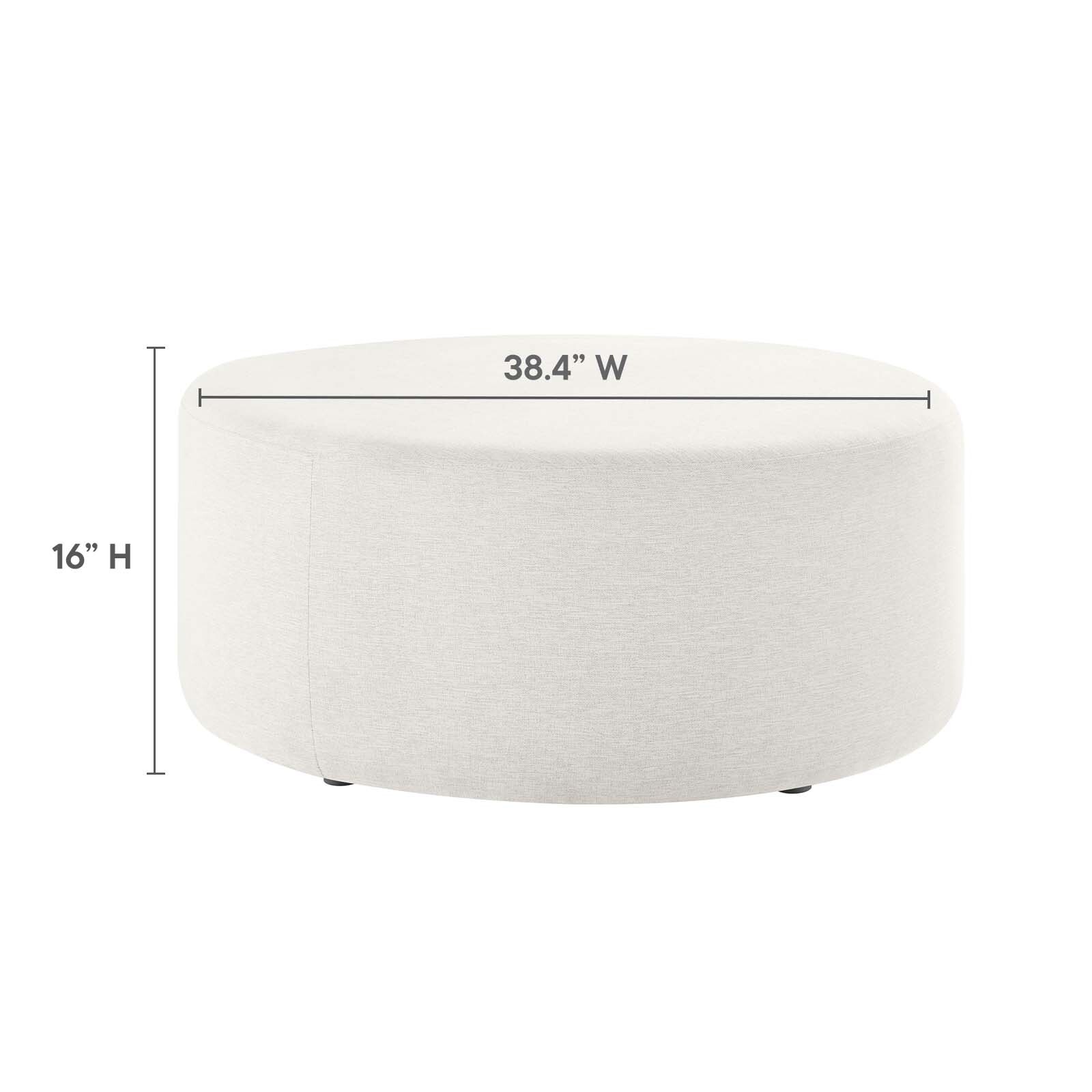 Modway Large 38" Round Woven Heathered Fabric Upholstered Ottoman