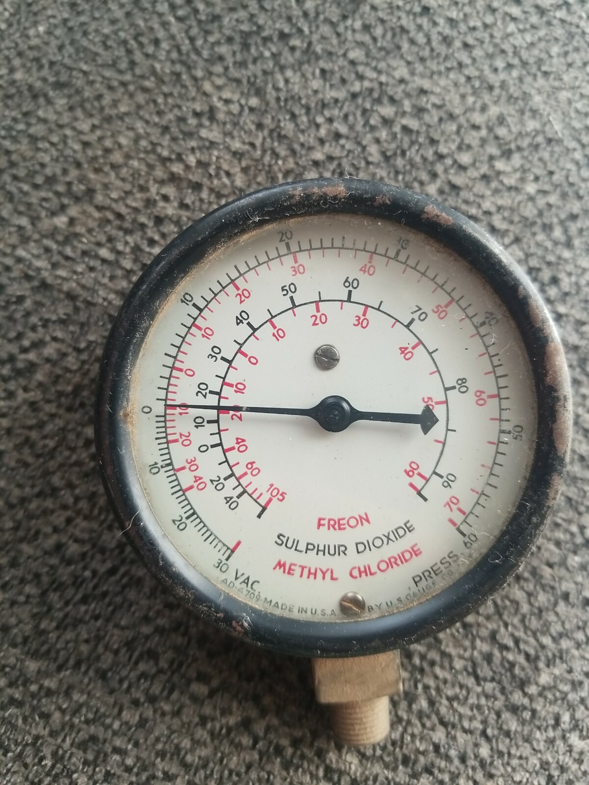 Vintage US GAUGE CO  PRESSURE GAUGE STEAMPUNK FREON SULPHUR DIOXIDE 1/1 ON EBAY