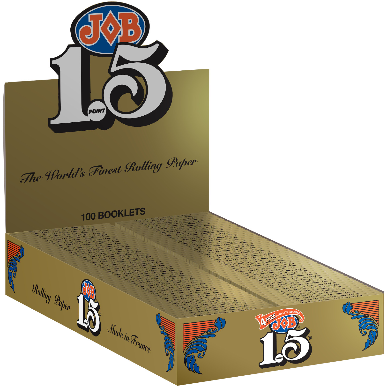 JOB 1.5 Gold Rolling Papers 1 1/2 Cigarette Paper (100 Count Full Display)