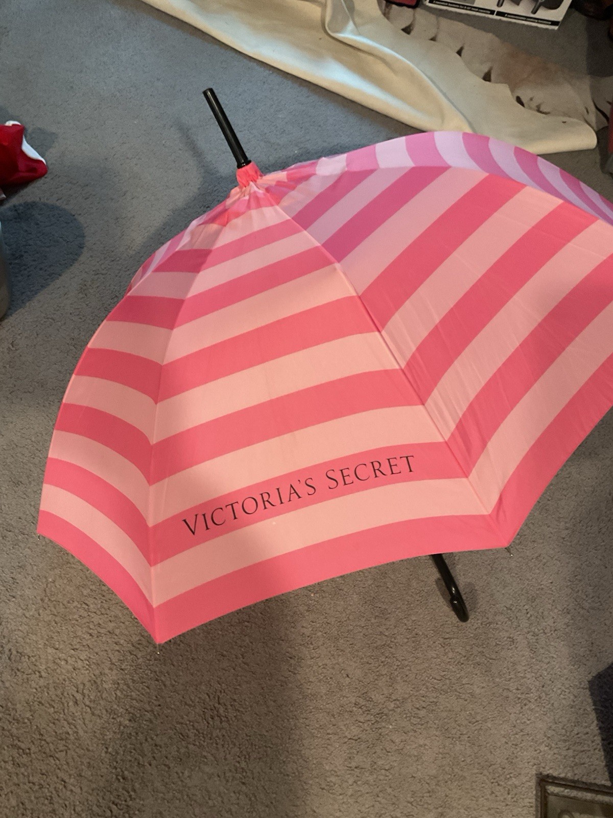 NWOT Victoria’s Secret Vintage Pink Striped Wood Hook Umbrella Y2K Casual