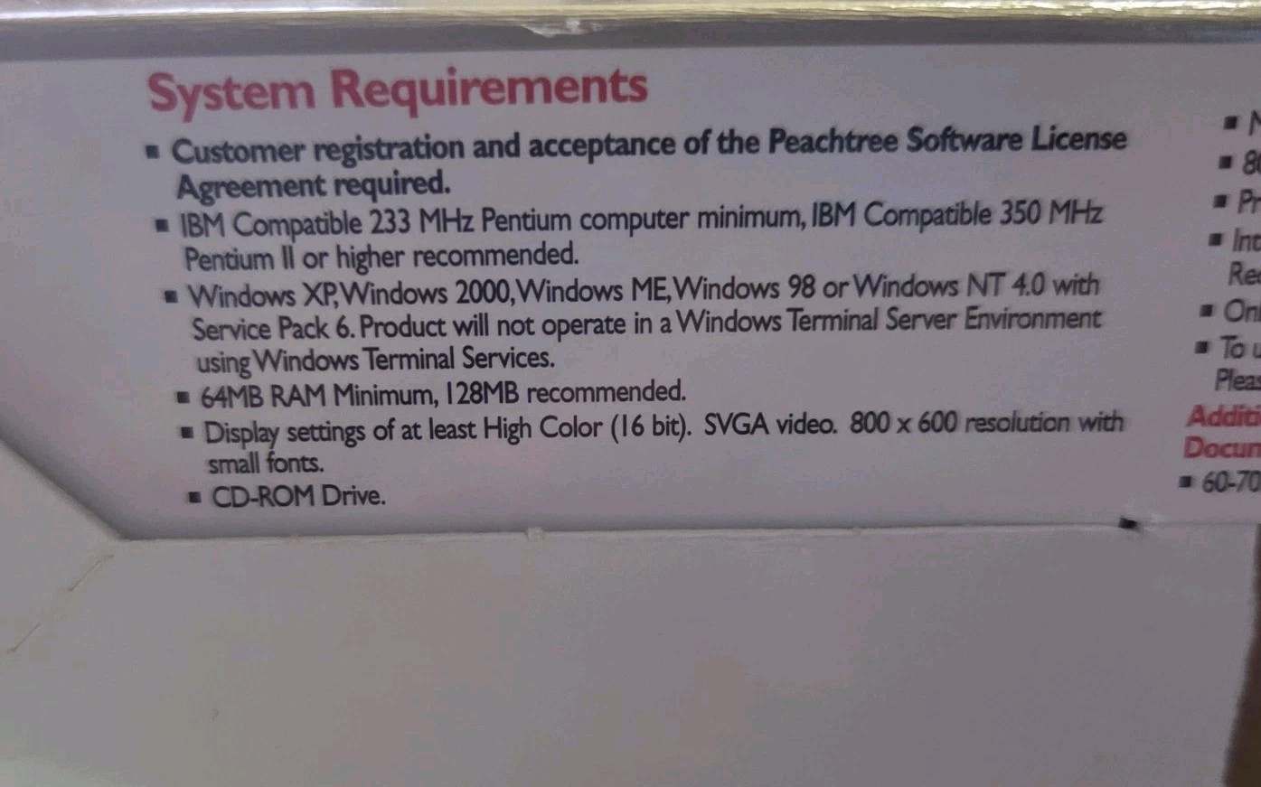 Peachtree Accounting 2004 Standard Software CD Windows In Box