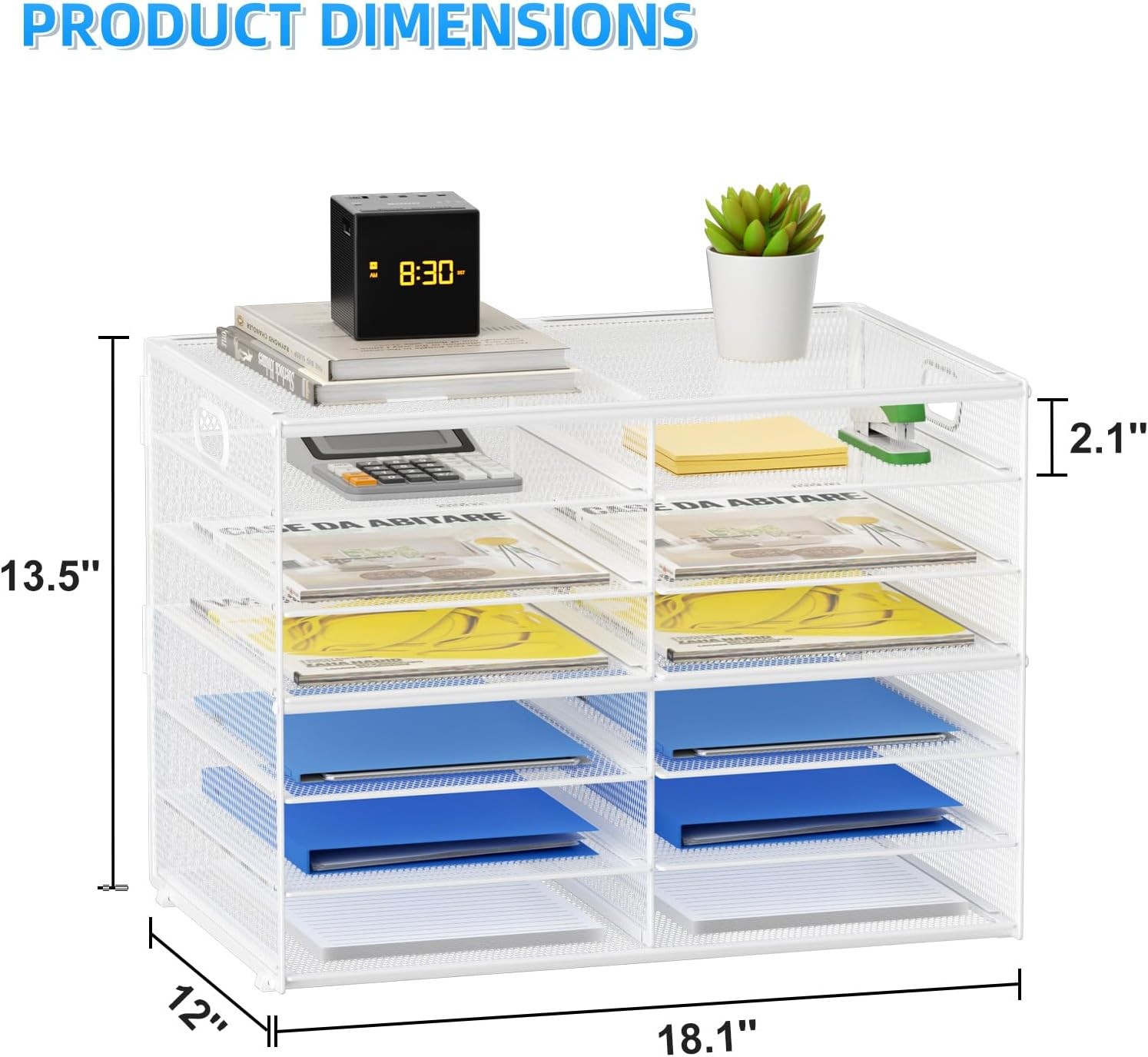 12 Compartments Paper Organizer Desk Mesh Literature Organizer Mail File Sorter