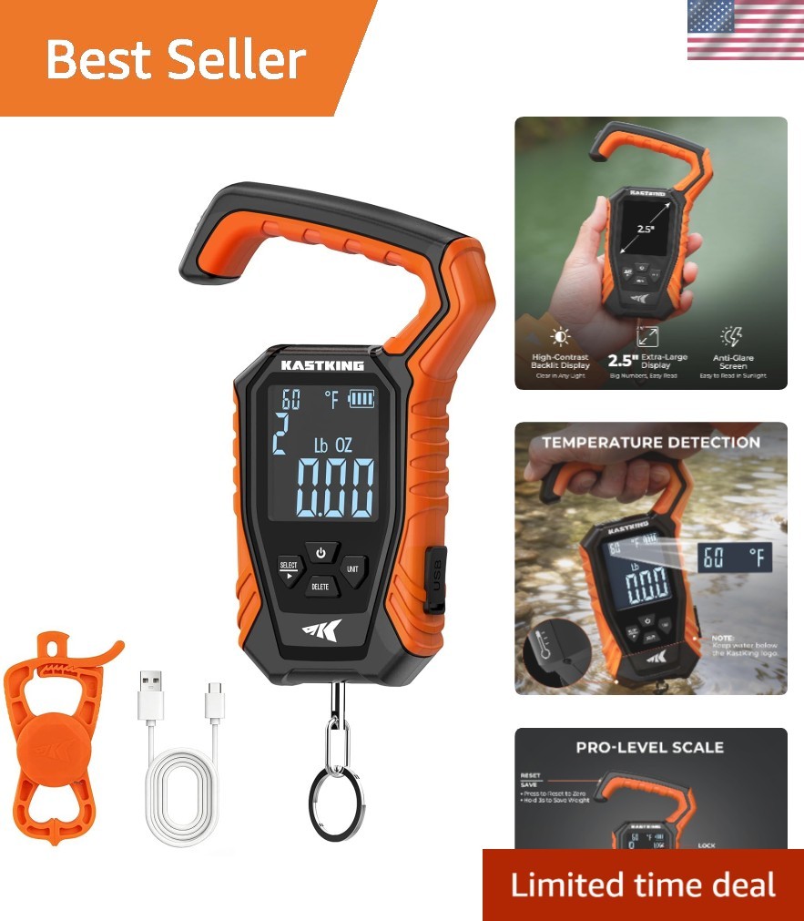 Weighmaster 120 lb Mechanical-Digital Fishing Scale with Lip Gripper & Display