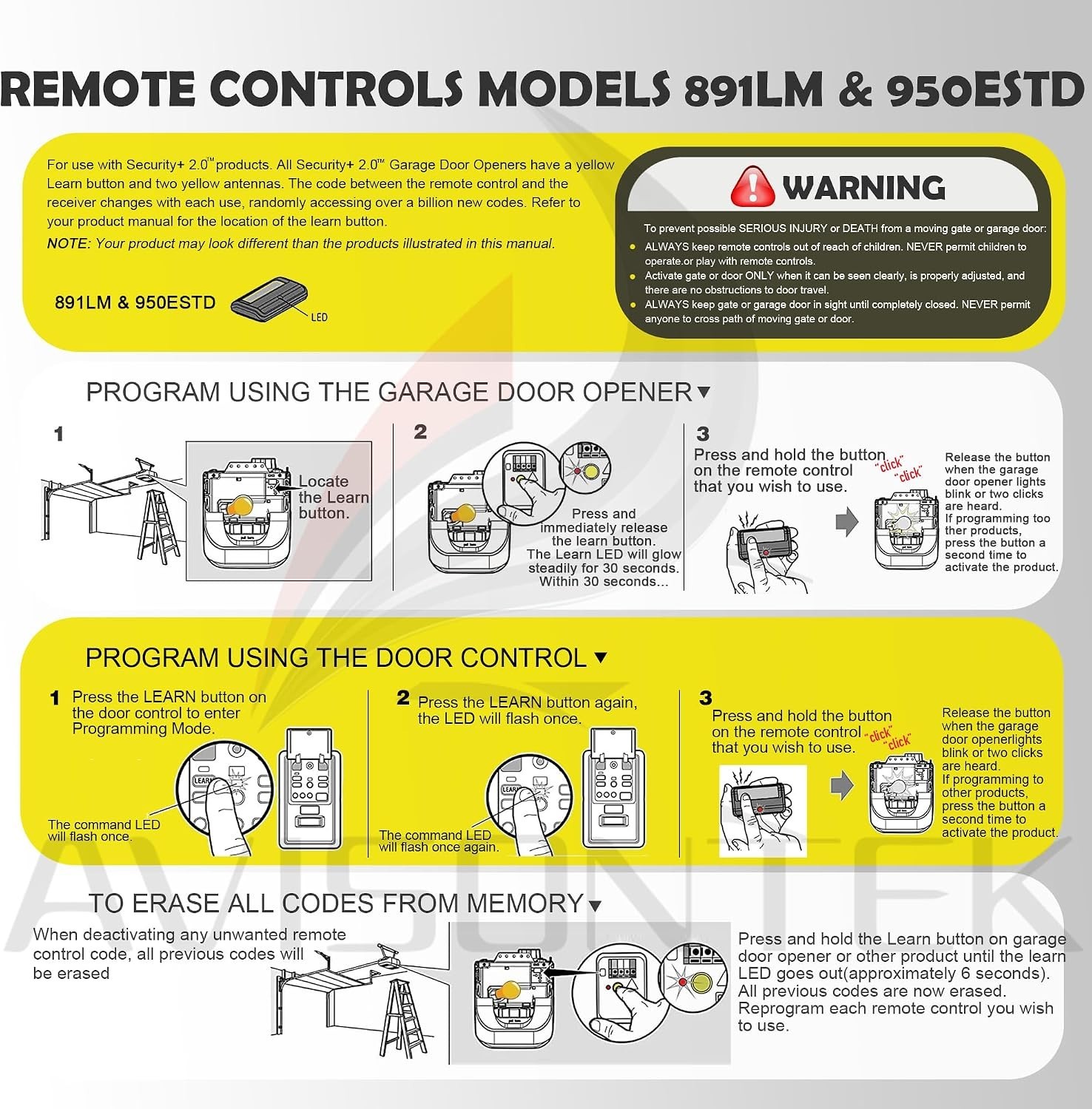 2-Pack Universal 891LM LiftMaster Garage Door Remote Replacement | Easy Install