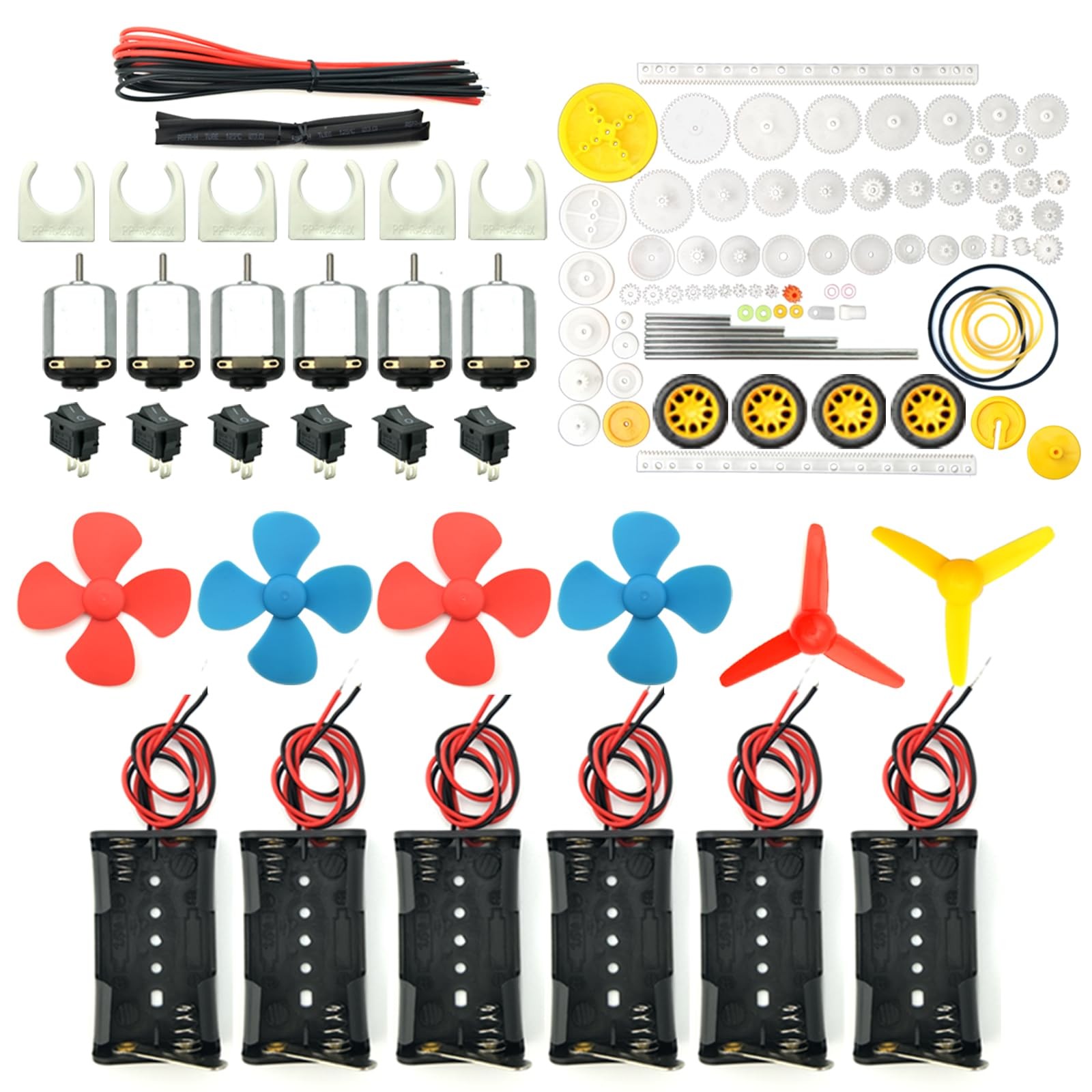 6 Set Rectangular Mini Electric 1.5-3V 24000RPM DC Motor with 84 Pcs Plastic ...