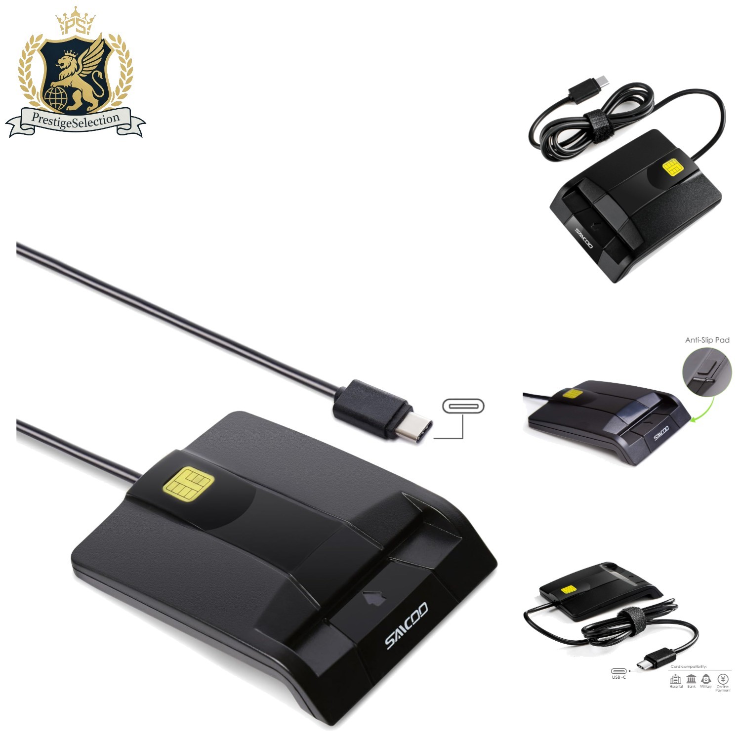 USB-C CAC Card Reader: DOD Military Approved Smart Card Reader for Secure Access