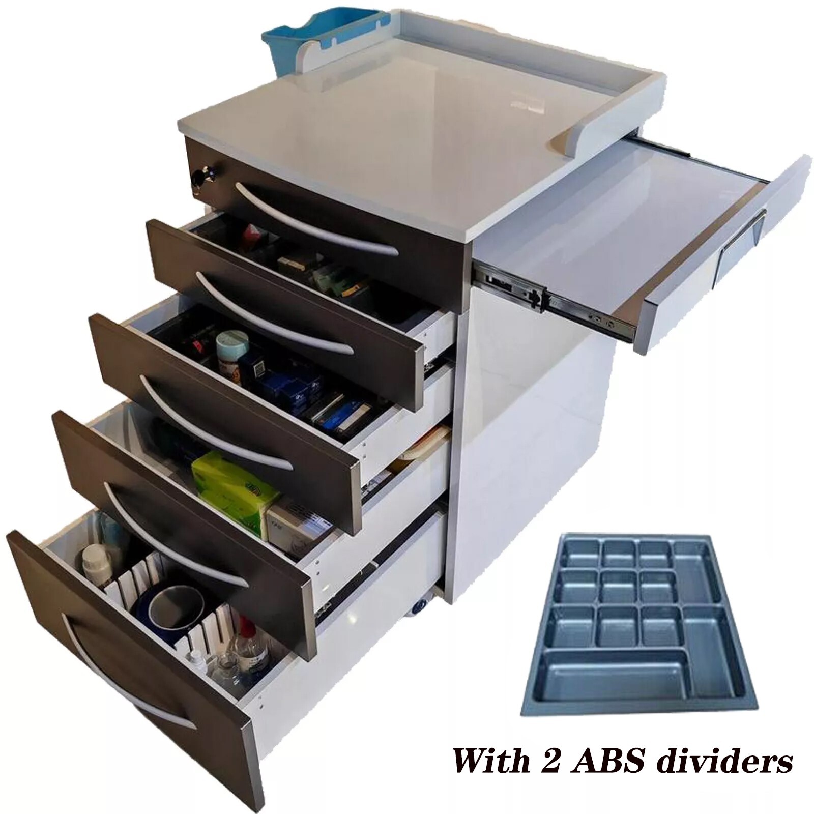 5 Drawers Cabinets Movable Trolley Furniture Storage Office Cabinet Trolley Cart