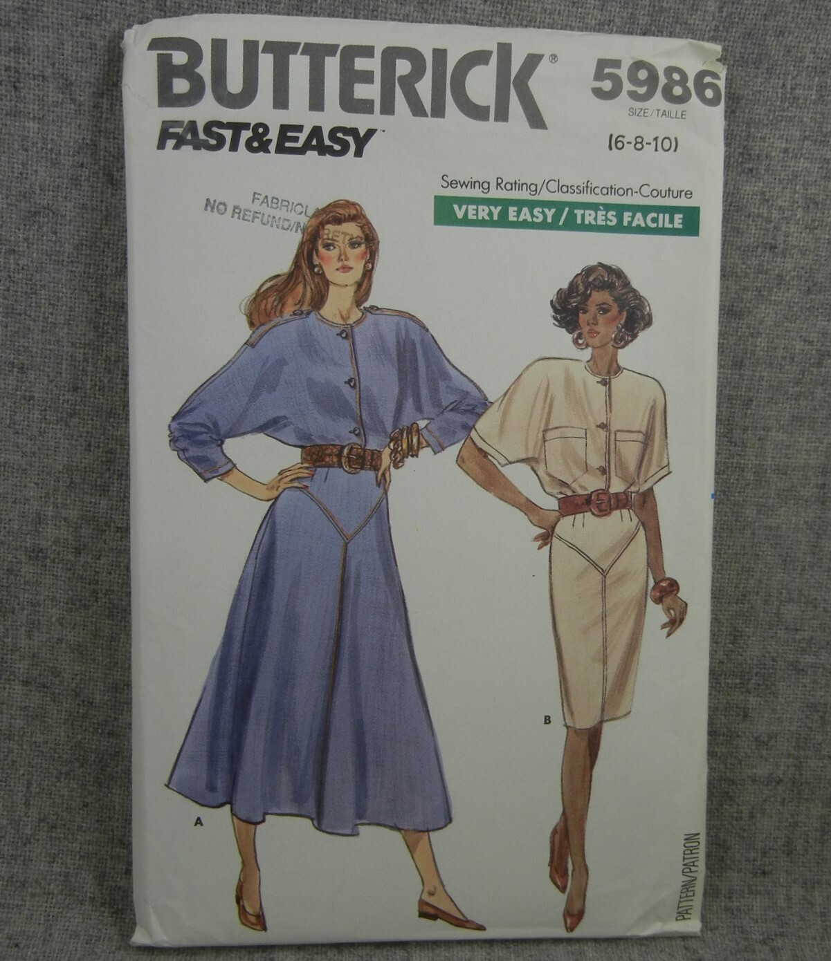 Butterick 5986 Misses Top Skirt loose fit epaulets yokes size 6-10 Uncut