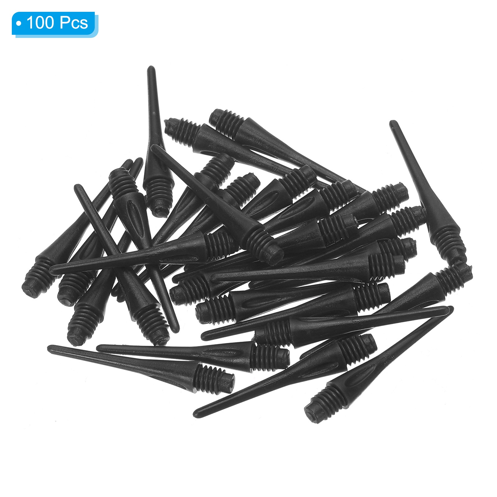 100Pcs 2BA Thread Plastic Soft Tip Dart Points Replacement Accessories, Black