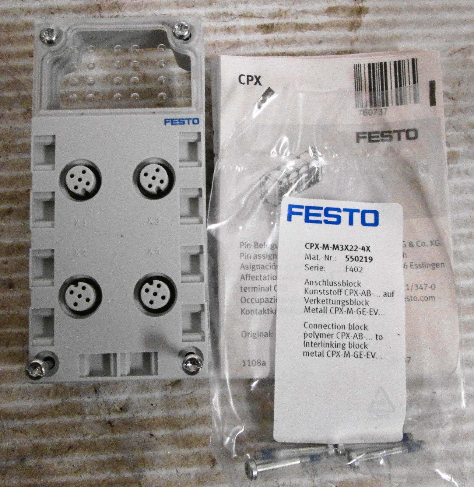 Festo CPX-AB-4-M12X2-5POL Manifold Block 4 Socket