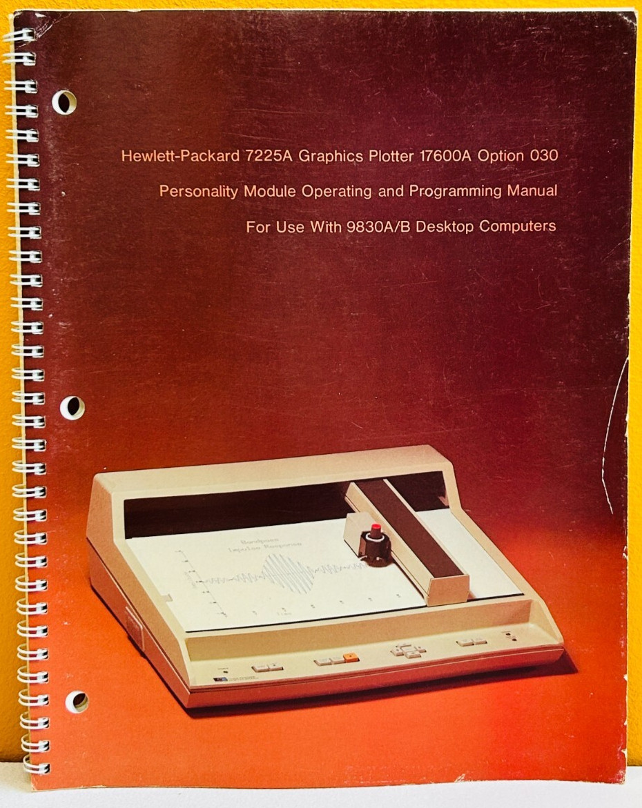 HP Agilent 17600-90003 1978 HP 7225A Graphics Plotter 17600A Opt 030 Prog Manual