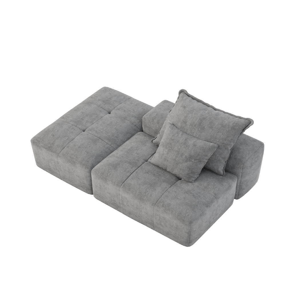 Large Blue Chenille Modular Sectional Sofa, 30+ Configurations, Free Ship