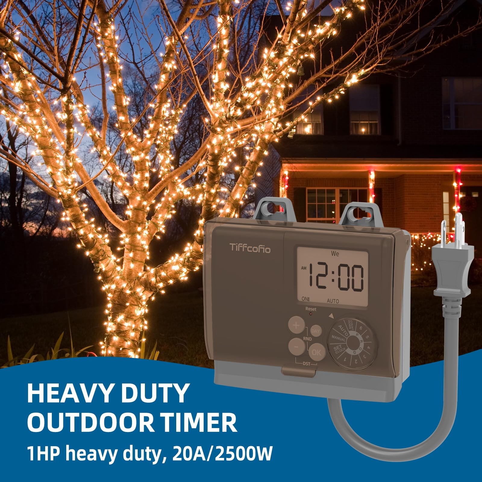 TiFFCOFiO 20A Outdoor Digital Pool Timer Waterproof, Dial Programmable Method...