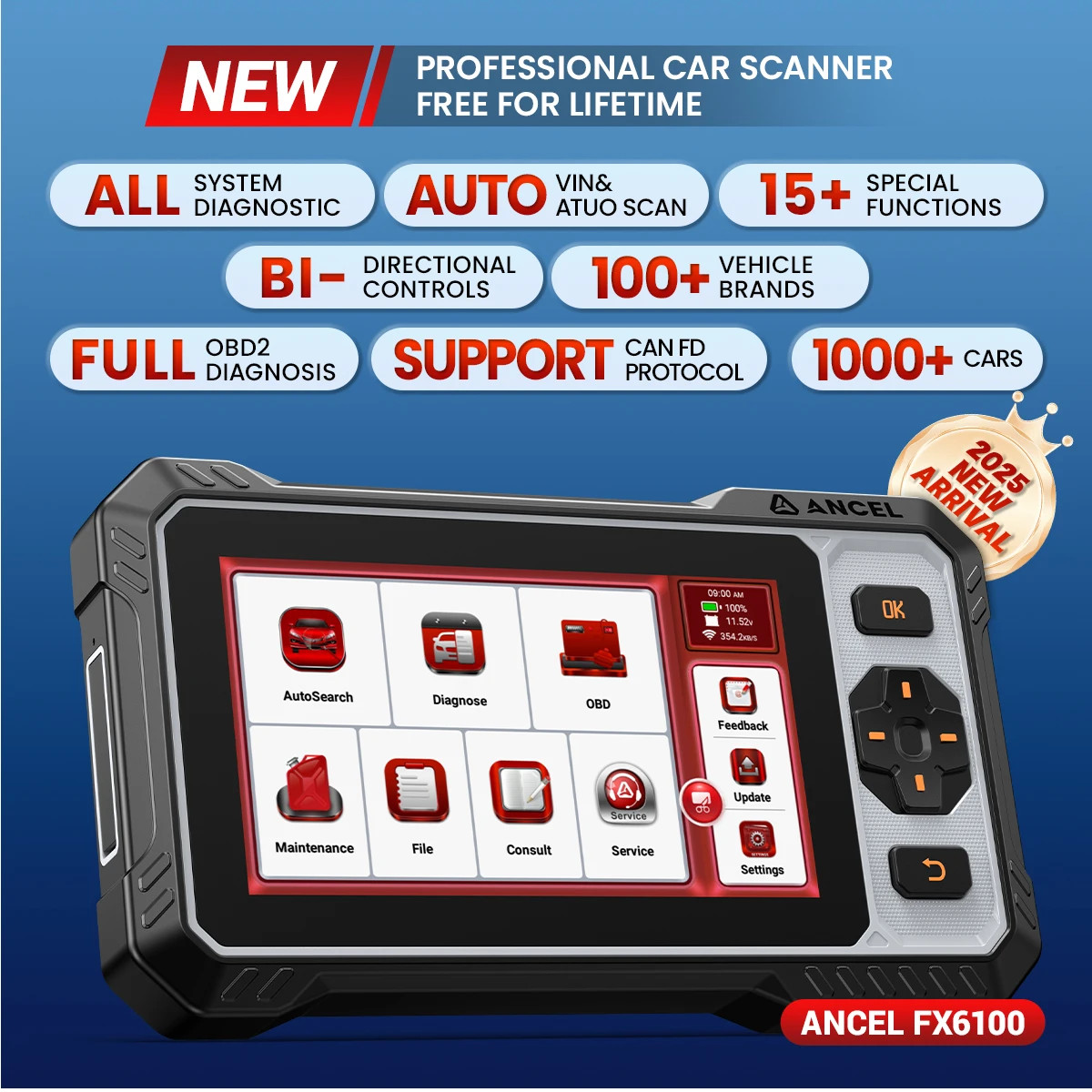 ANCEL Bidirectional OBD2 Scanner All System Auto Diagnostic Tool ABS DPF Reset