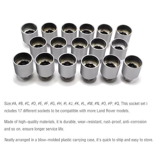 18pcs Wheel Locking Nut Key Kit Anti-Theft Screw Socket for Land Rover