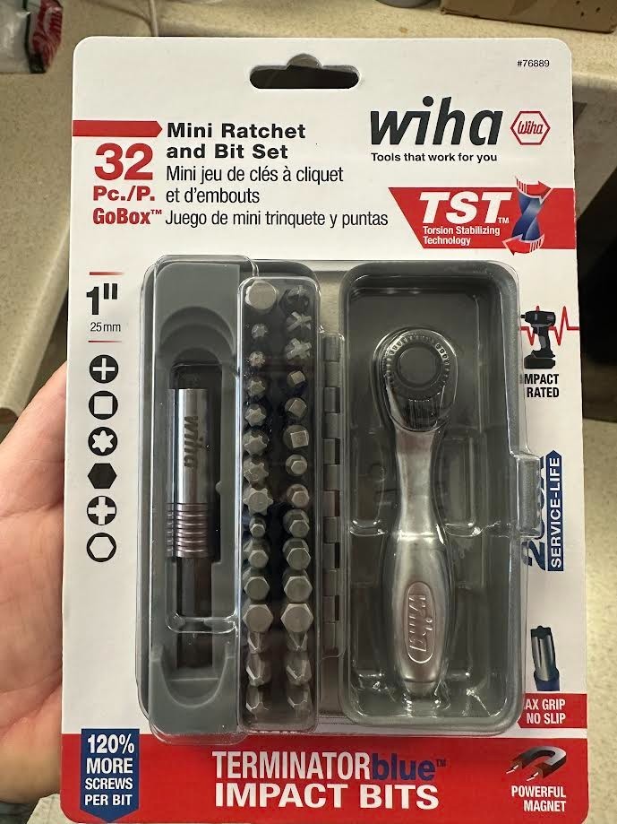 Brand New - Wiha 76889 32 Piece Mini Ratchet & Bit Set GoBox TERMINATORblue Bit