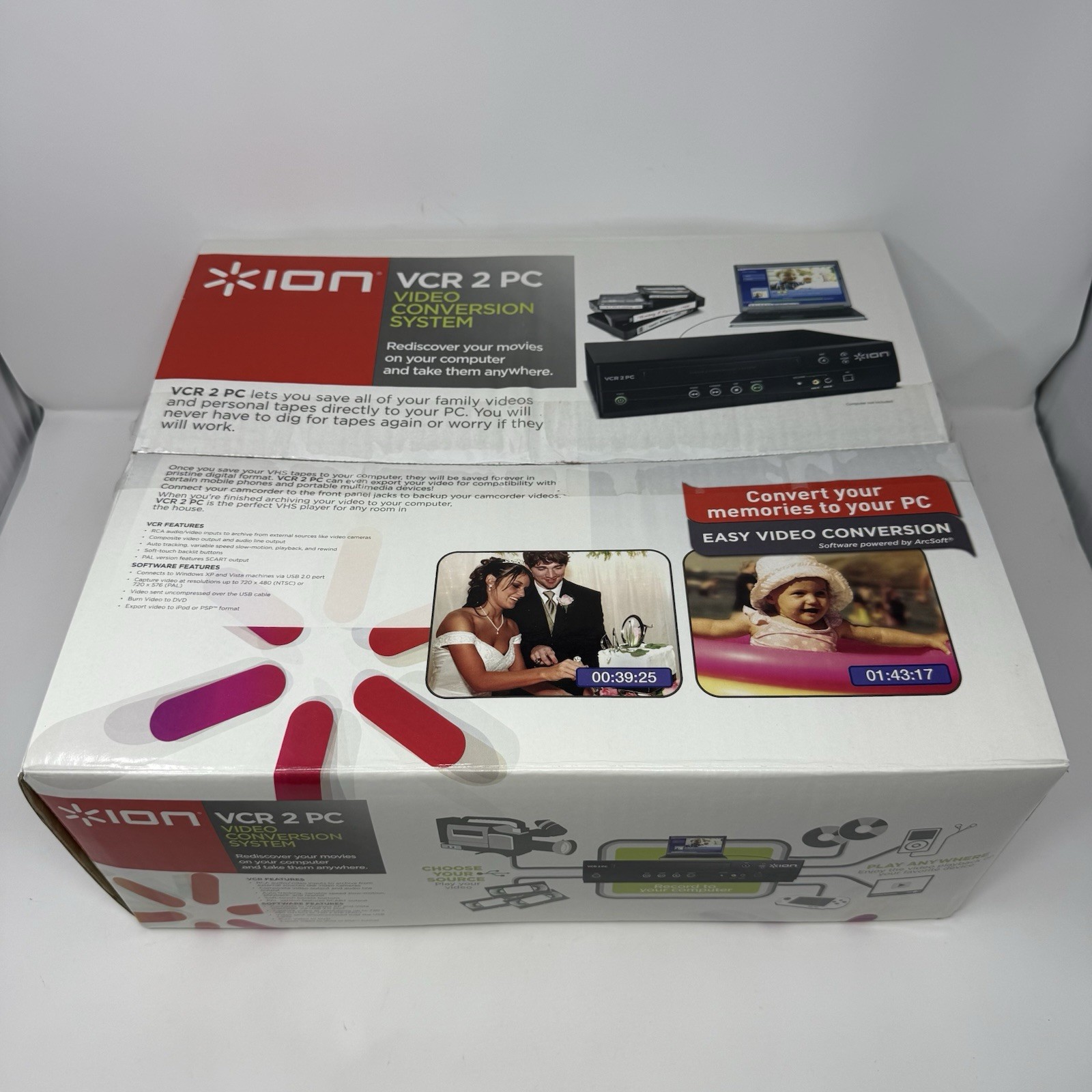 NEW ION VCR 2 PC USB VHS Video to Computer Conversion System Digital Transfer