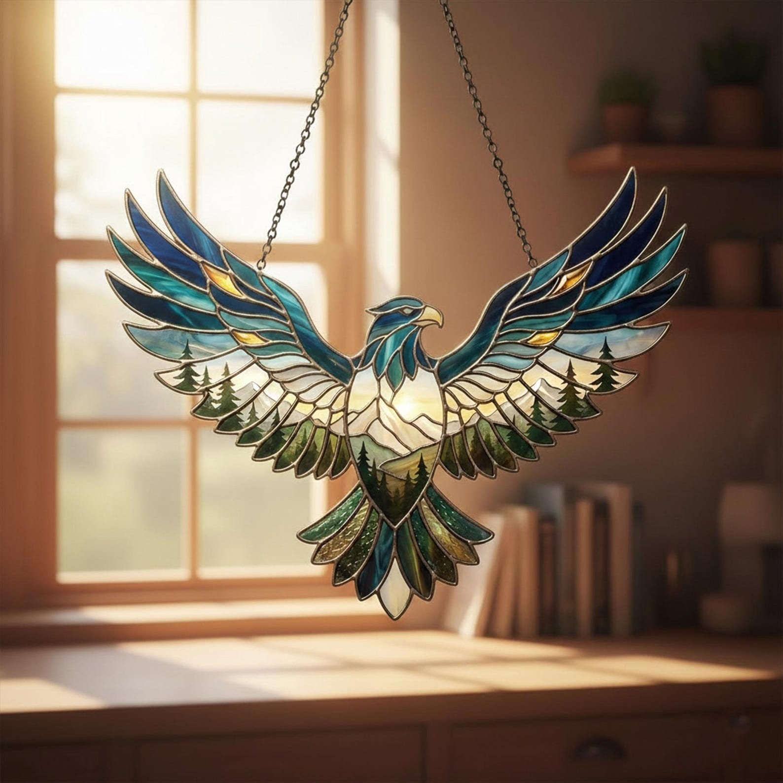 Eagle Acrylic Suncatcher, Majestic Eagle Wings Window Hanging Decor