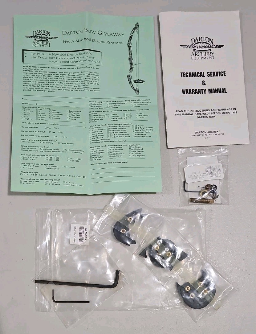 c 1995 Darton Archery Tune Kit Renegade Manual Springy Rest Cam Modules E1 E2 E4