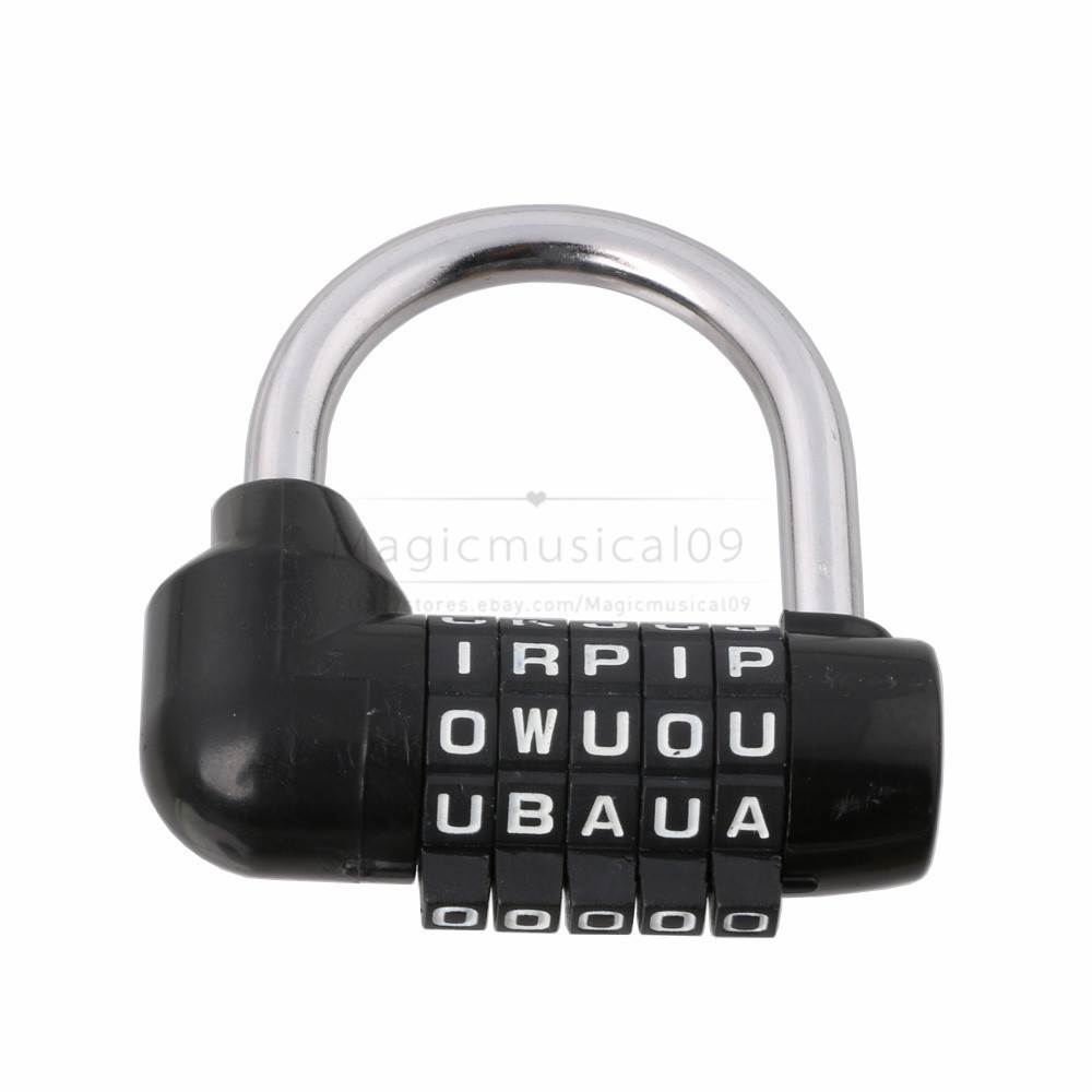 5 Digit letter Secure Combination Lock Password Gym Padlock Black