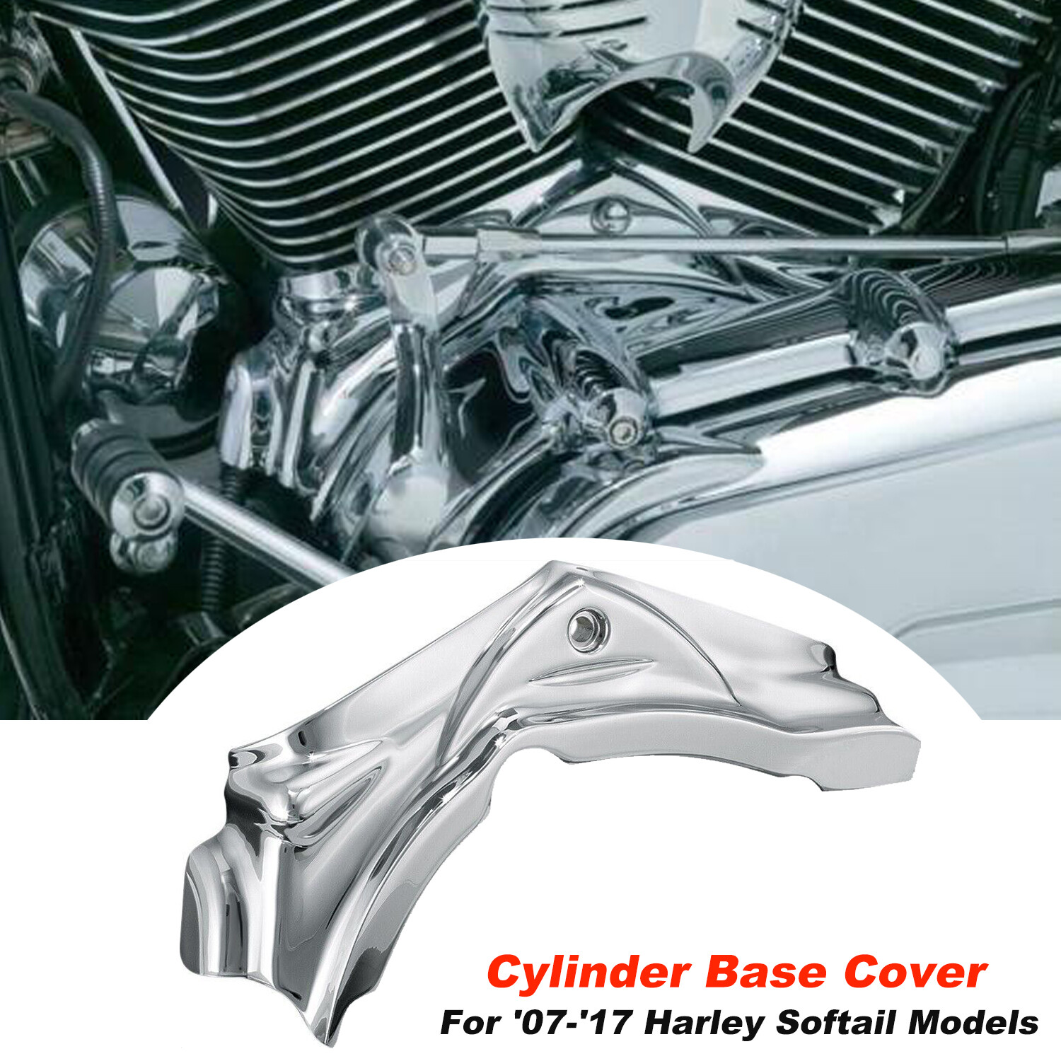 Chrome Cylinder Base Cover For Harley Softail Models '07-'17 Deluxe FLSTN FLSTF