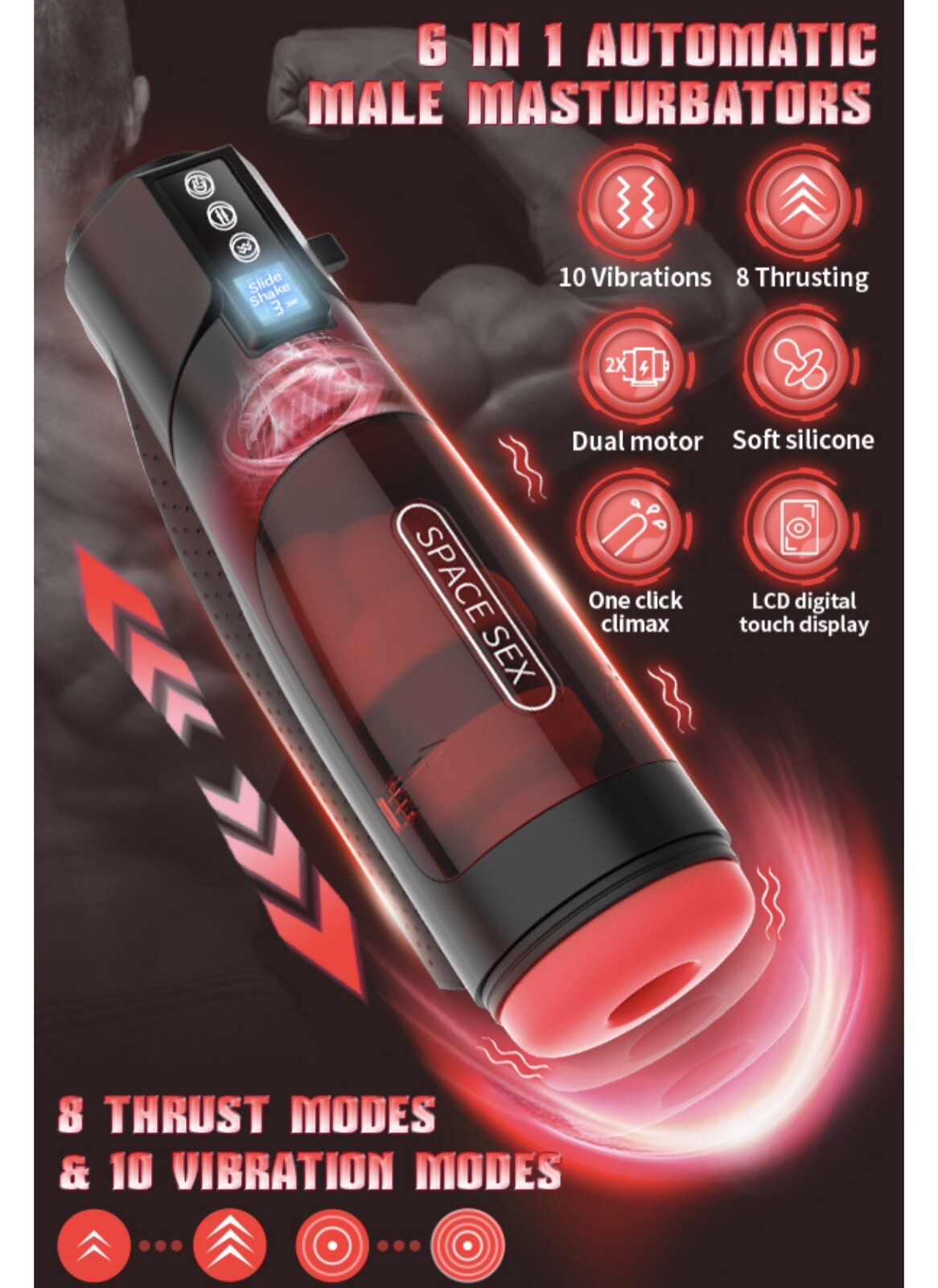 Male Masturbaters Automatic HandsFree Rotate Cup Thrusting Stroker Men Lubricant
